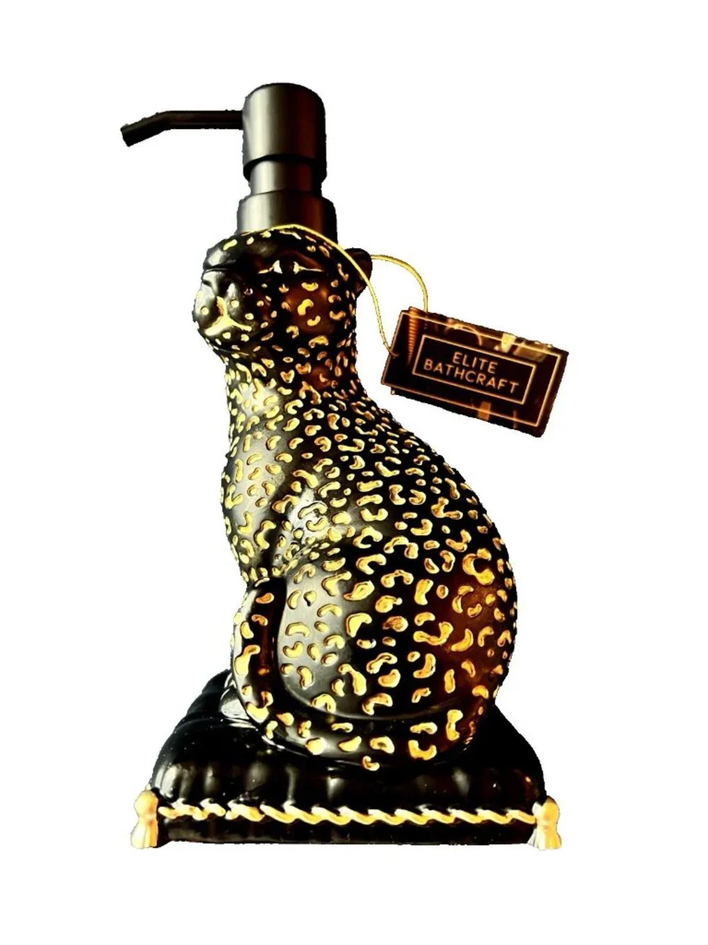 Black & Gold Leopard Soap Pump Elite Bathroom Decor Luxury Animal Print Vanity